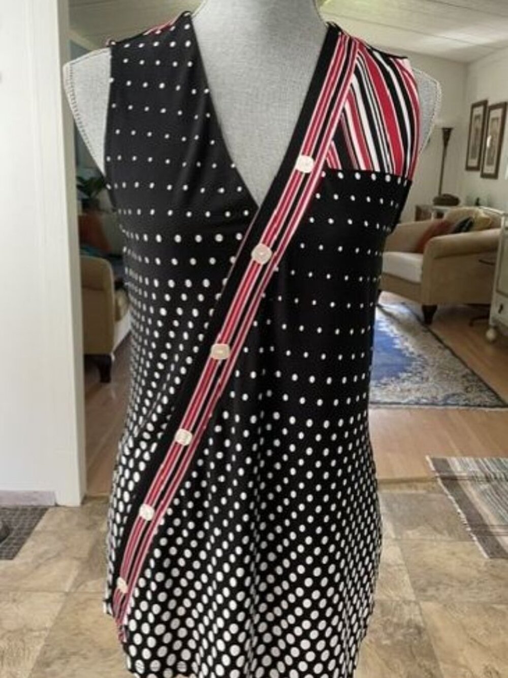 Michael Tyler Sleeveless Polka Dot Tunic Top Made in Canada Size XS